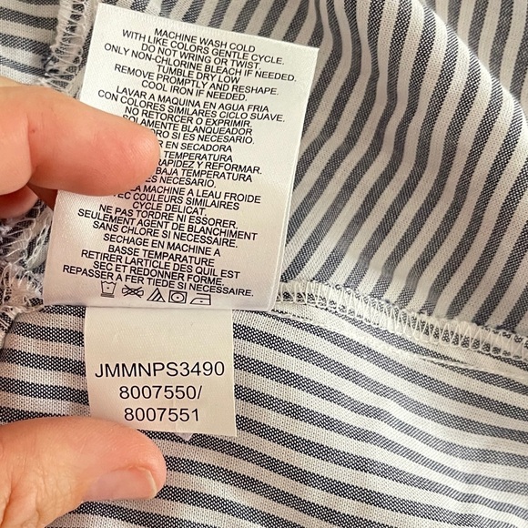 NWOT Jones New York Signature Striped Button‎ Down Tie Waist Short Sleeve Blouse - Picture 8 of 9